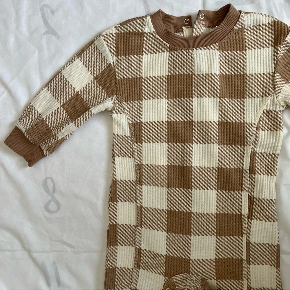 Grayson Collective Brown and White Checkered Kids One Piece Size 18 Months